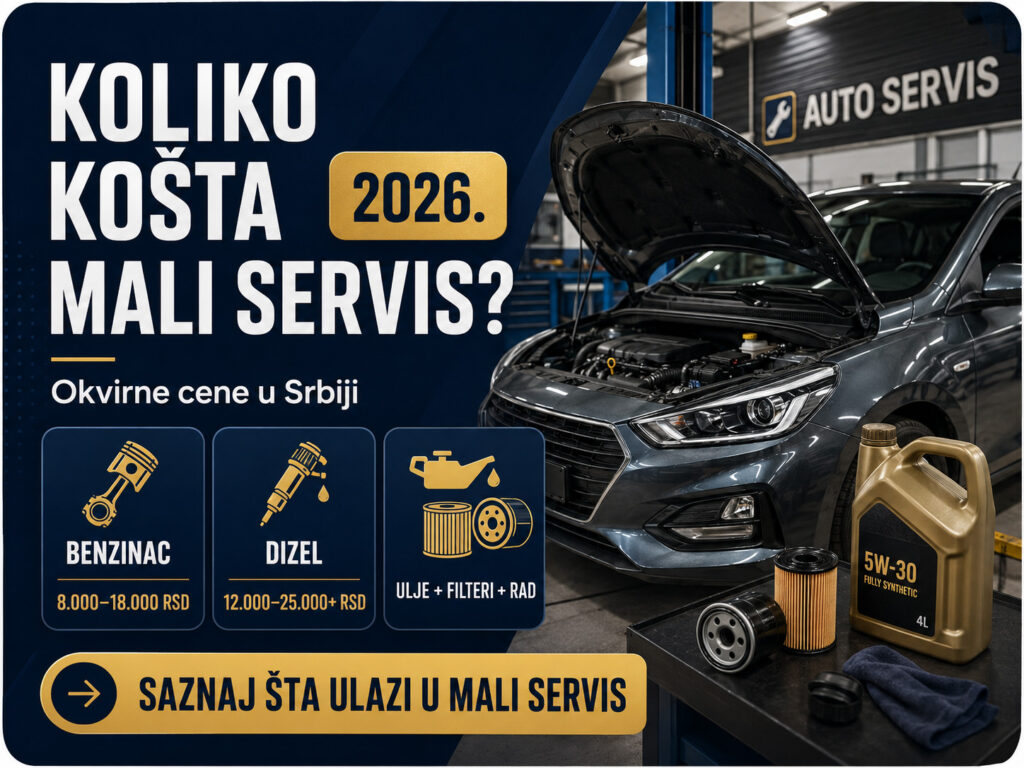 Koliko košta mali servis automobila 2026 - cena zamene ulja, filtera i rada majstora
