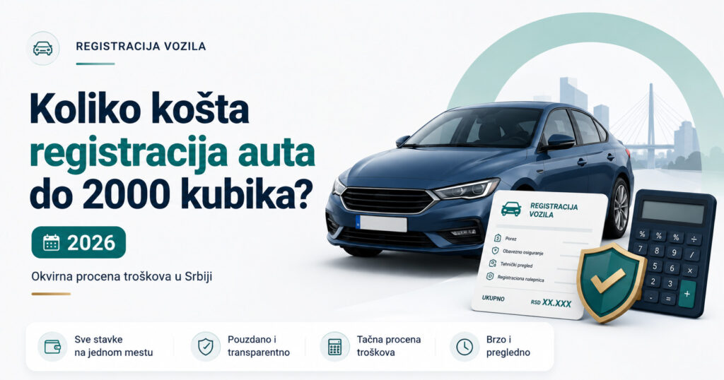Koliko košta registracija auta do 2000 kubika u Srbiji 2026